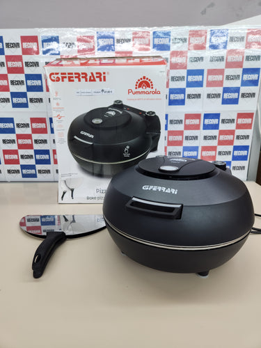Horno para pizza 1200W. 5,2 kg Pummarola de acero inoxidable. La perfección de la pizza al alcance de la mano. Termostato regulable hasta 420°C. Potencia